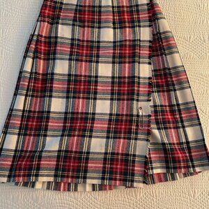 wool plaid pleated kilt skirt for women